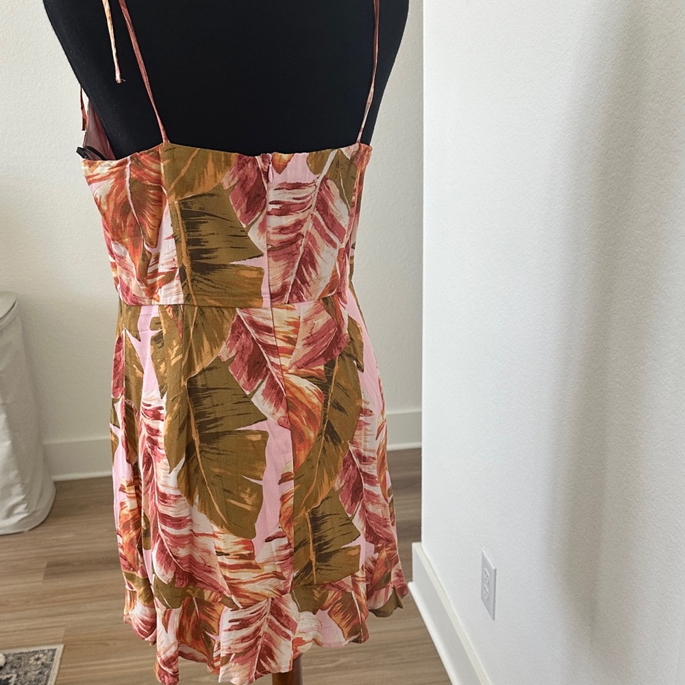Forever 21 Pink and Brown Leaf Print Mini Dress - Picture 2 of 3